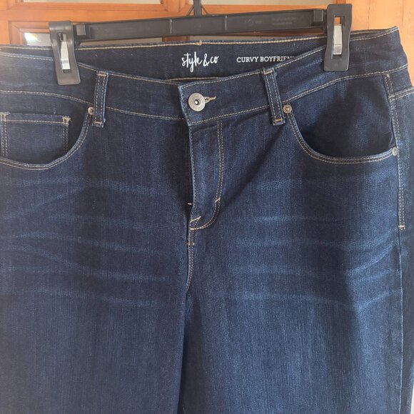 Style & CO Curvy Boyfriend Blue denim Size 12 - Picture 2 of 8